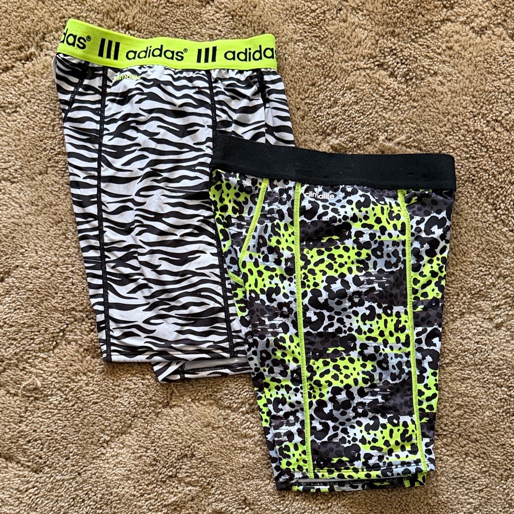 Adidas Animal Print Cheetah Zebra Leopard Softball Sliding Shorts Girls Large